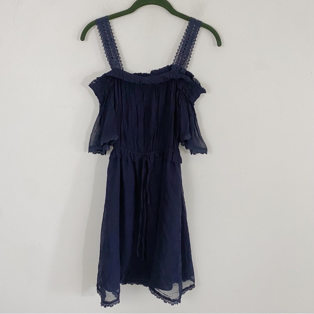 THE KOOPLES navy cold shoulder mini dress
